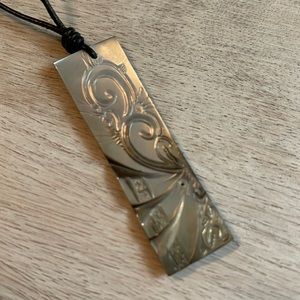Anthropologie Artisan Hand Carved Abalone Pendant on cord Necklace